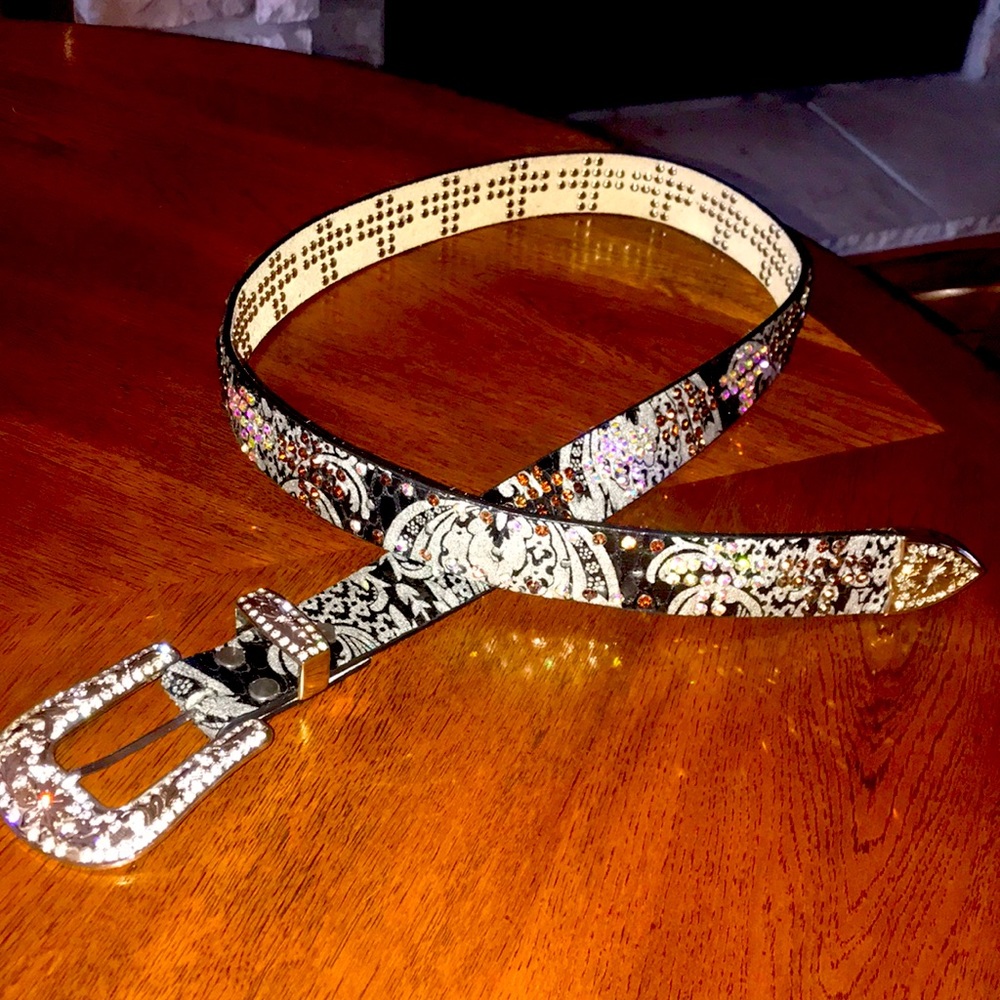 Crystal Bling Leather Belt size Large